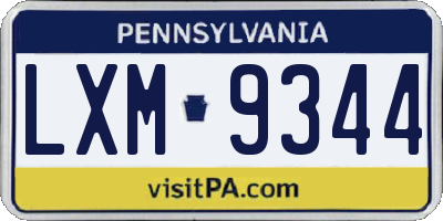 PA license plate LXM9344