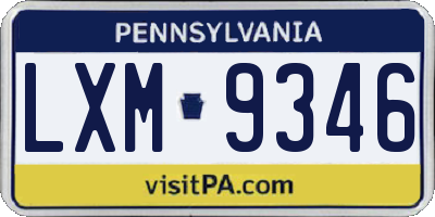 PA license plate LXM9346
