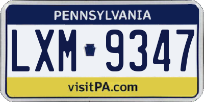 PA license plate LXM9347