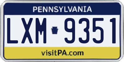 PA license plate LXM9351