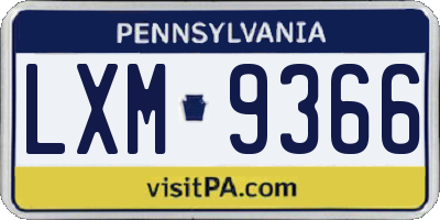 PA license plate LXM9366