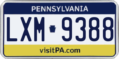 PA license plate LXM9388