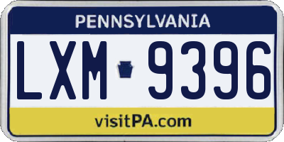 PA license plate LXM9396