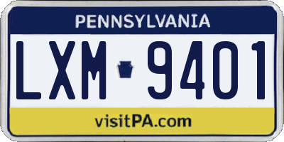 PA license plate LXM9401