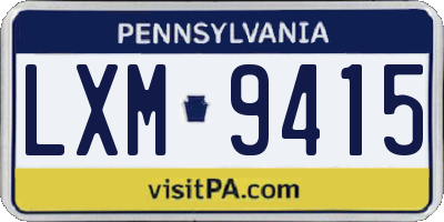 PA license plate LXM9415