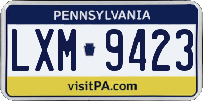 PA license plate LXM9423