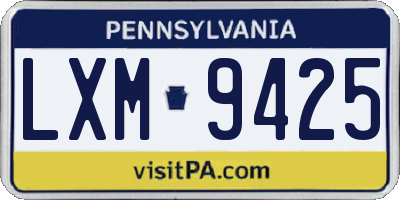 PA license plate LXM9425