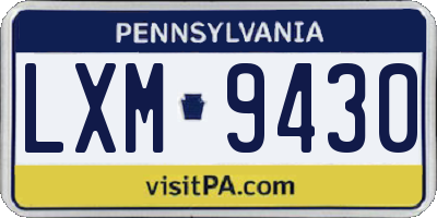 PA license plate LXM9430