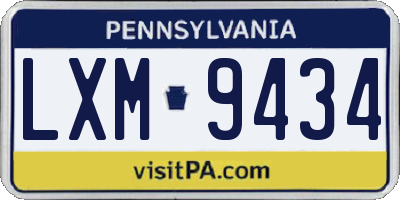 PA license plate LXM9434