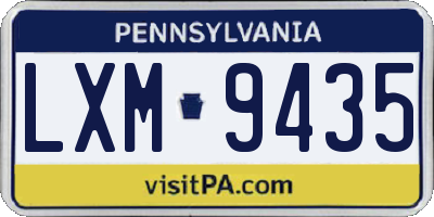PA license plate LXM9435