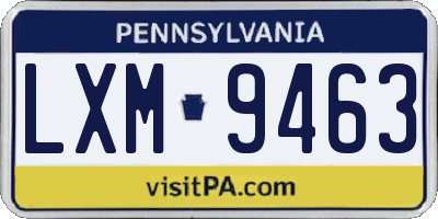 PA license plate LXM9463