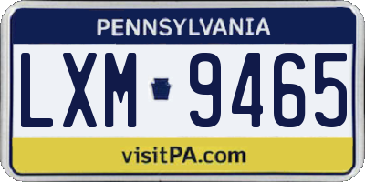 PA license plate LXM9465