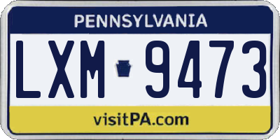 PA license plate LXM9473