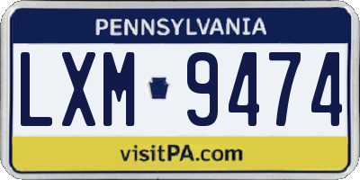 PA license plate LXM9474