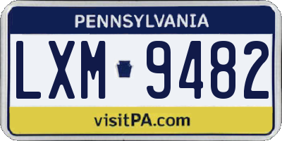 PA license plate LXM9482