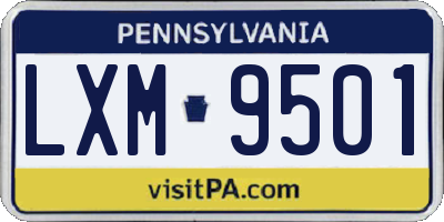 PA license plate LXM9501