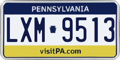PA license plate LXM9513