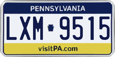 PA license plate LXM9515