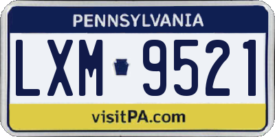 PA license plate LXM9521