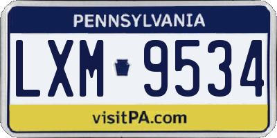 PA license plate LXM9534