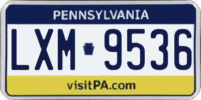PA license plate LXM9536