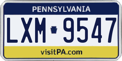 PA license plate LXM9547