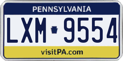 PA license plate LXM9554