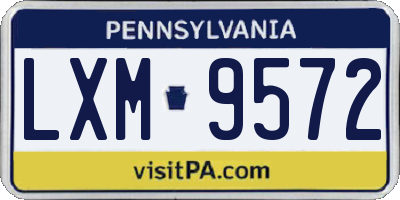 PA license plate LXM9572