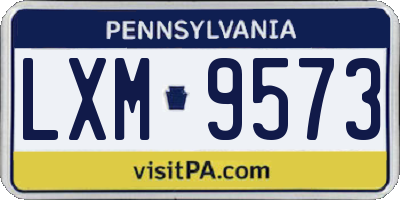 PA license plate LXM9573