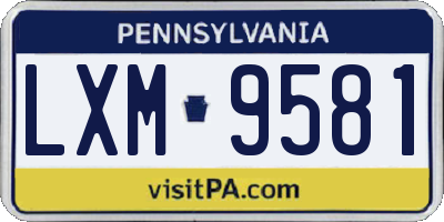 PA license plate LXM9581