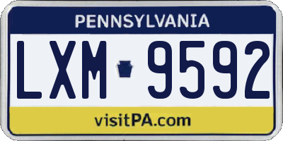 PA license plate LXM9592