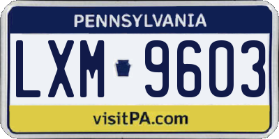 PA license plate LXM9603