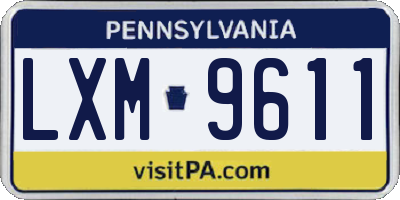 PA license plate LXM9611