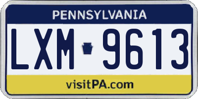 PA license plate LXM9613