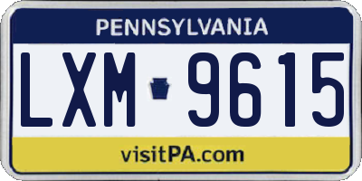 PA license plate LXM9615