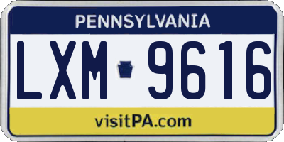 PA license plate LXM9616