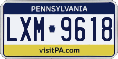 PA license plate LXM9618