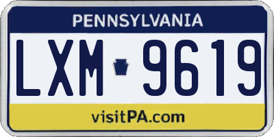 PA license plate LXM9619