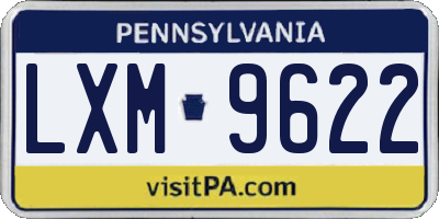PA license plate LXM9622