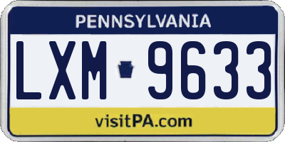 PA license plate LXM9633