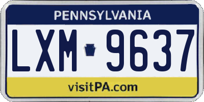 PA license plate LXM9637