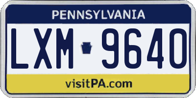 PA license plate LXM9640