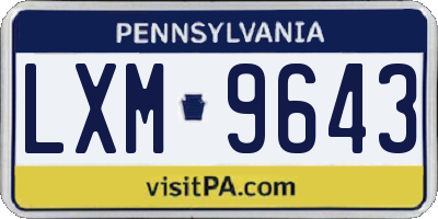 PA license plate LXM9643