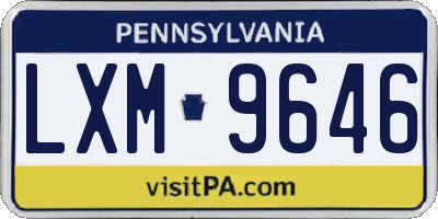 PA license plate LXM9646