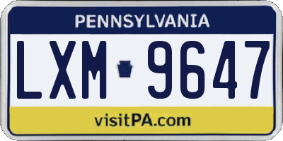 PA license plate LXM9647