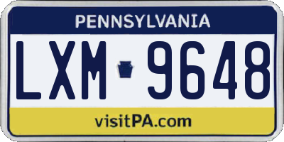 PA license plate LXM9648