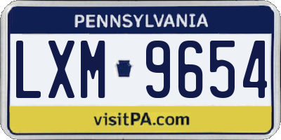 PA license plate LXM9654