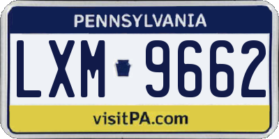 PA license plate LXM9662