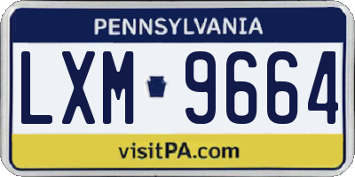 PA license plate LXM9664