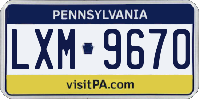 PA license plate LXM9670